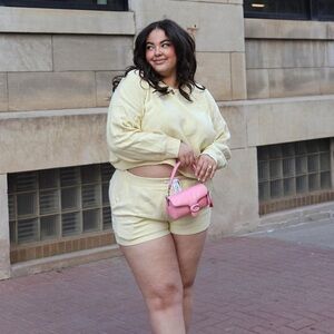 Aerie Yellow Crew Neck Ribbed Lounge Set